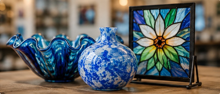 Small blown glass vase created at GlassXpressions Malta